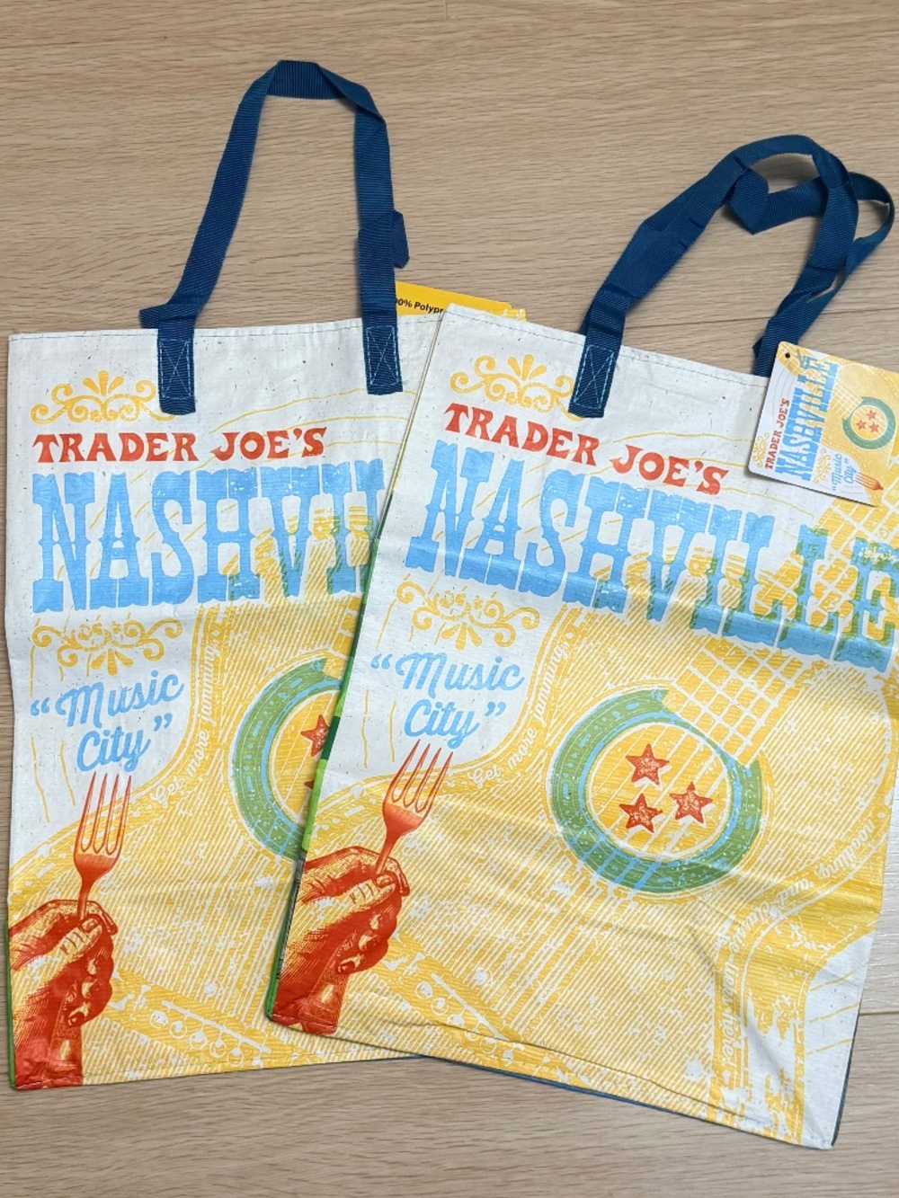 NWT Retired Trader Joe’s Nashville Reusable Tote Bags – Set of 2